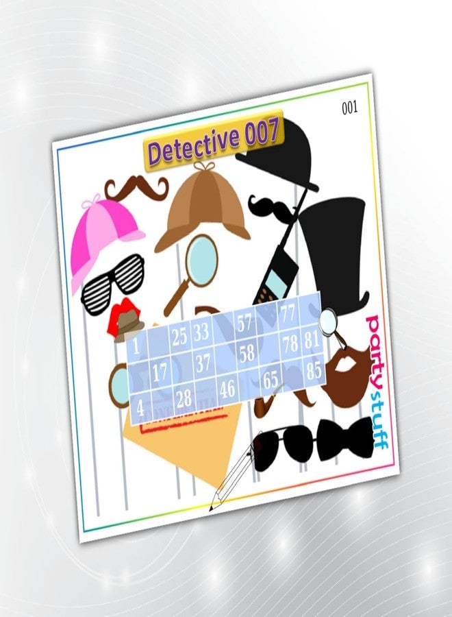 PartyStuff Detective Theme Tambola Housie Tickets - Detective kukuba 1 - Singlet Classic Kukuba (16 Cards) - Image 1